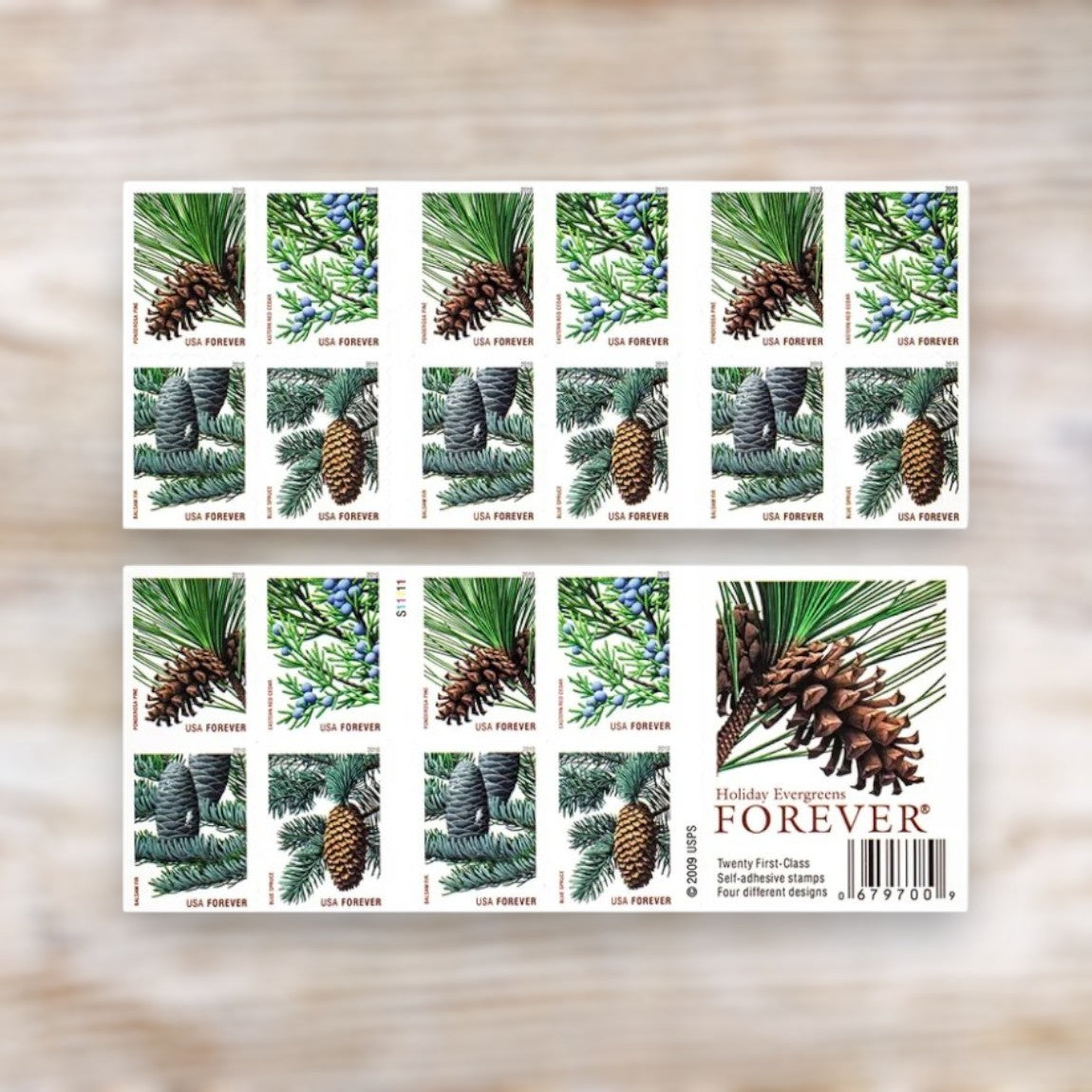 Holiday Evergreens 2010 Forever Postage Stamps Self-Adhesive Booklet for Holiday Mail