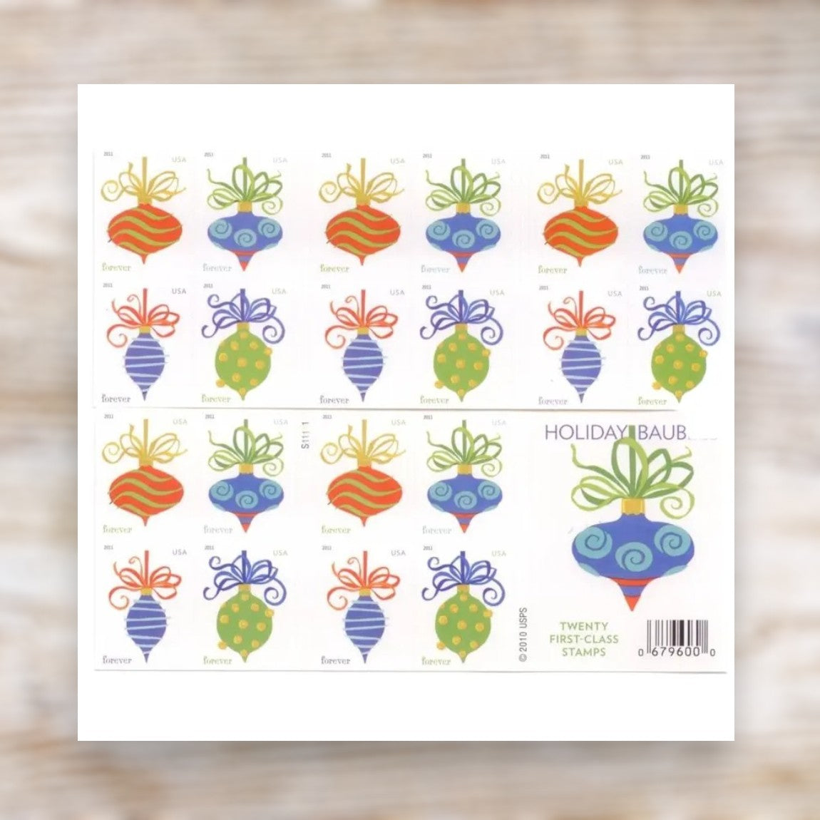 Holiday Baubles 2011 Forever Postage Stamps Self-Adhesive Booklet for Holiday Mail