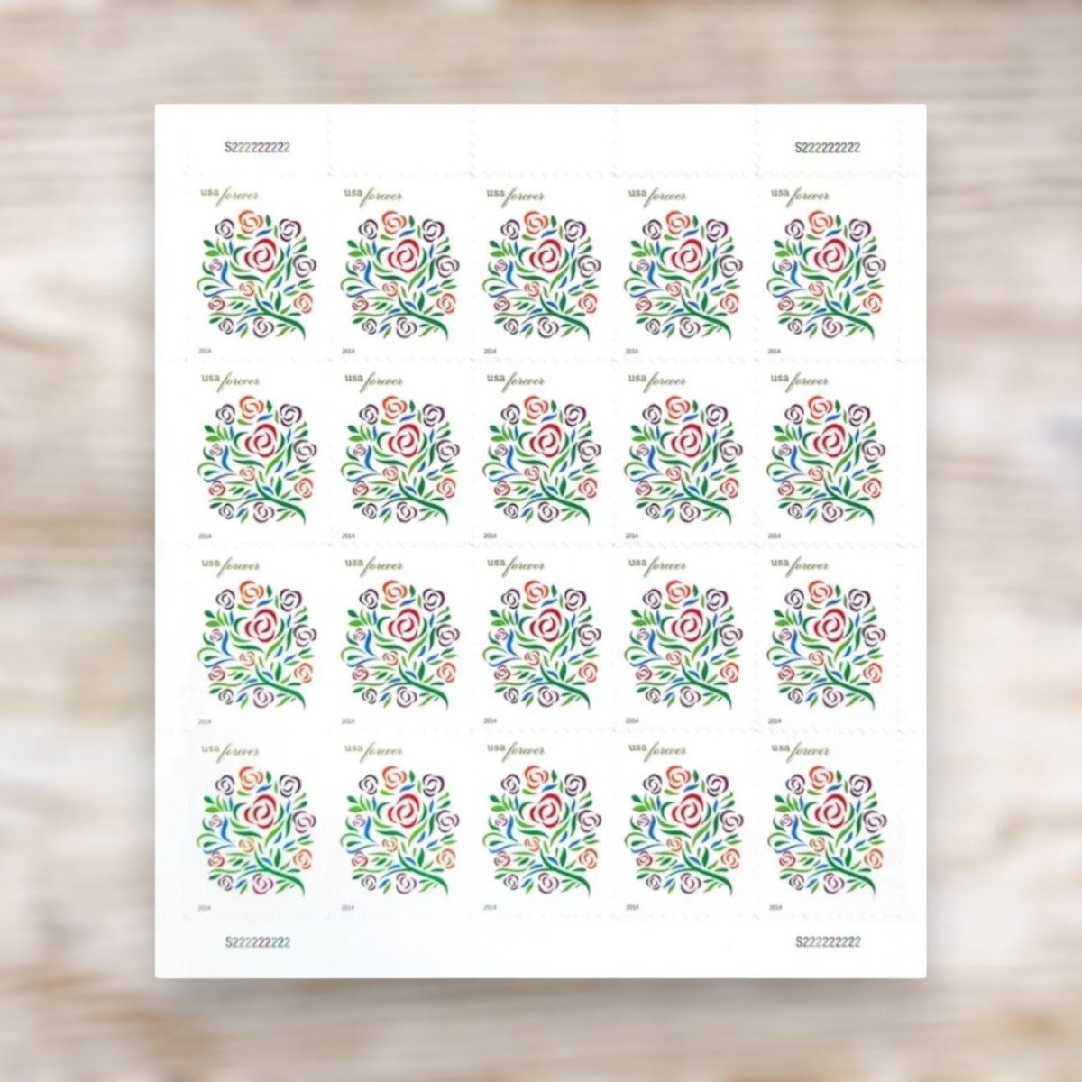 Where Dreams Blossom 2014 Forever Postage Stamps Adhesive Sheet for Wedding Invitations