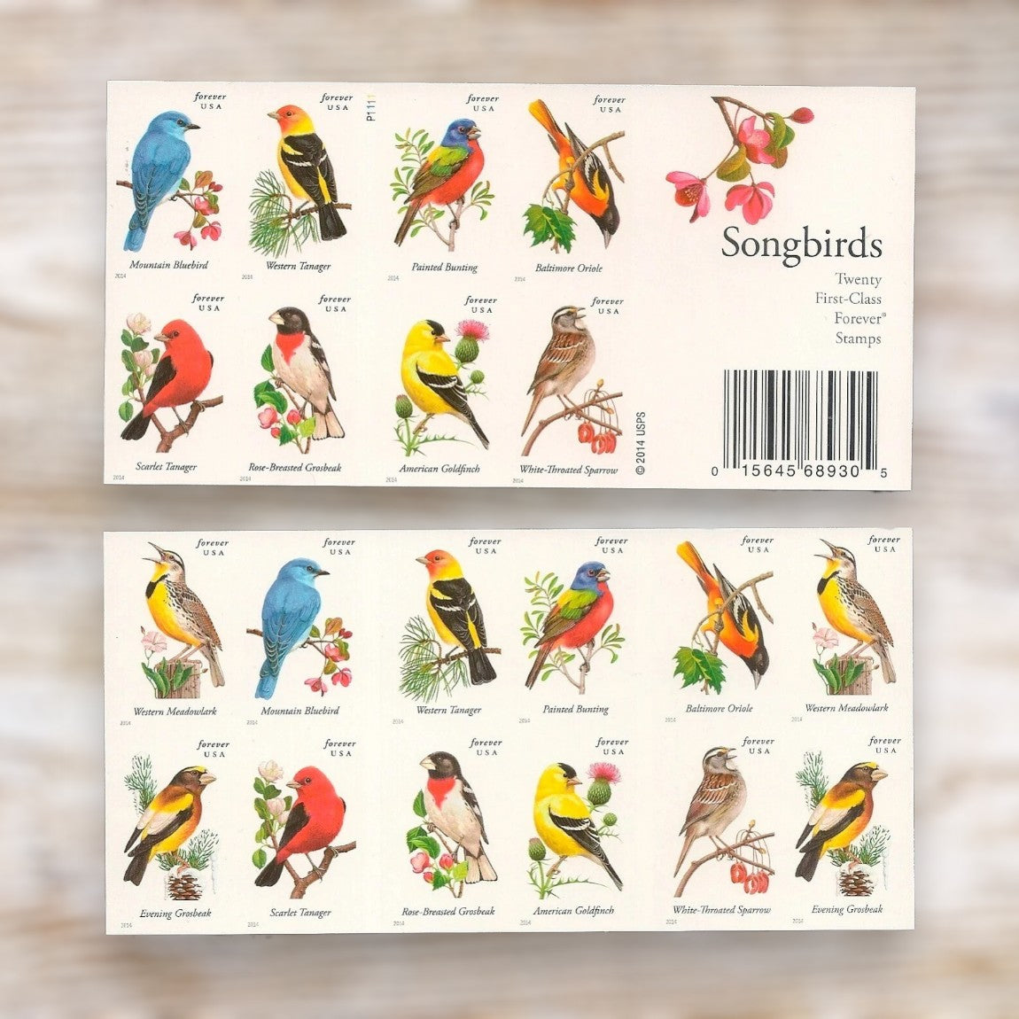 2014 Songbirds Forever Postage Stamps Self-Adhesive Booklet for Everyday Mail