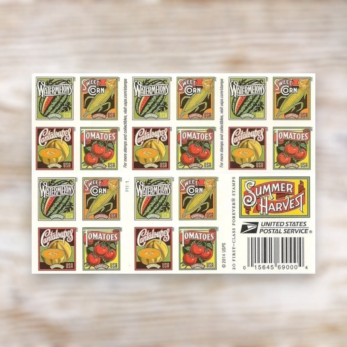 Summer Harvest 2015 Forever Postage Stamps Self-Adhesive Booklet for Everyday Mail