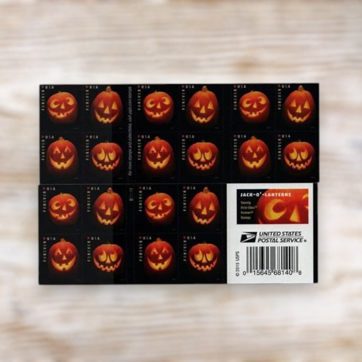 Jack-o'-Lanterns 2016 Forever Postage Stamps Self-Adhesive Booklet for Halloween Mail