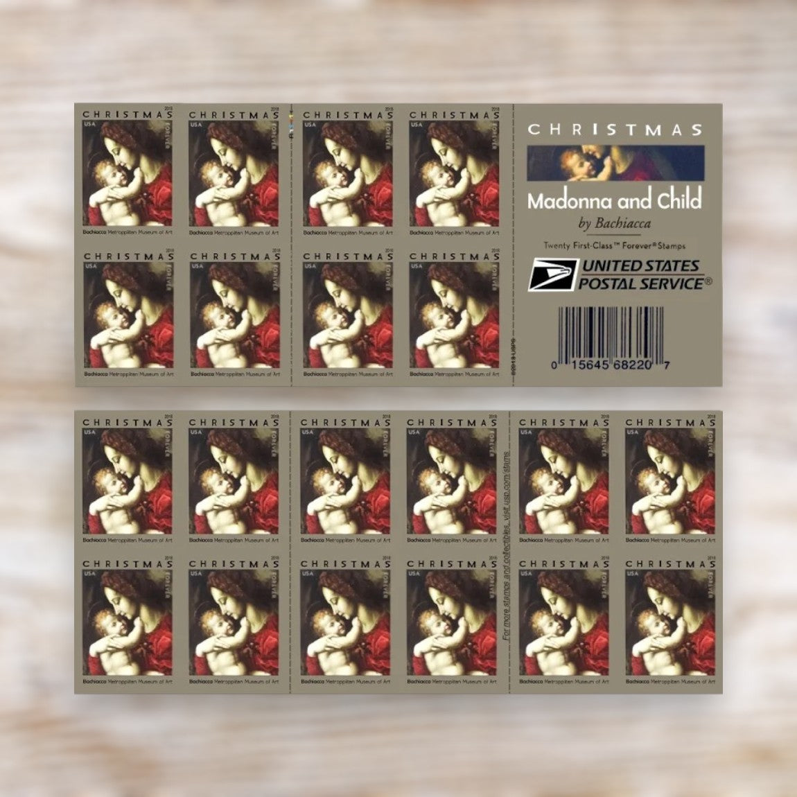 “Madonna and Child” by Bachiacca 2018 Forever Postage Stamps Self-Adhesive Booklet for Holiday Mail