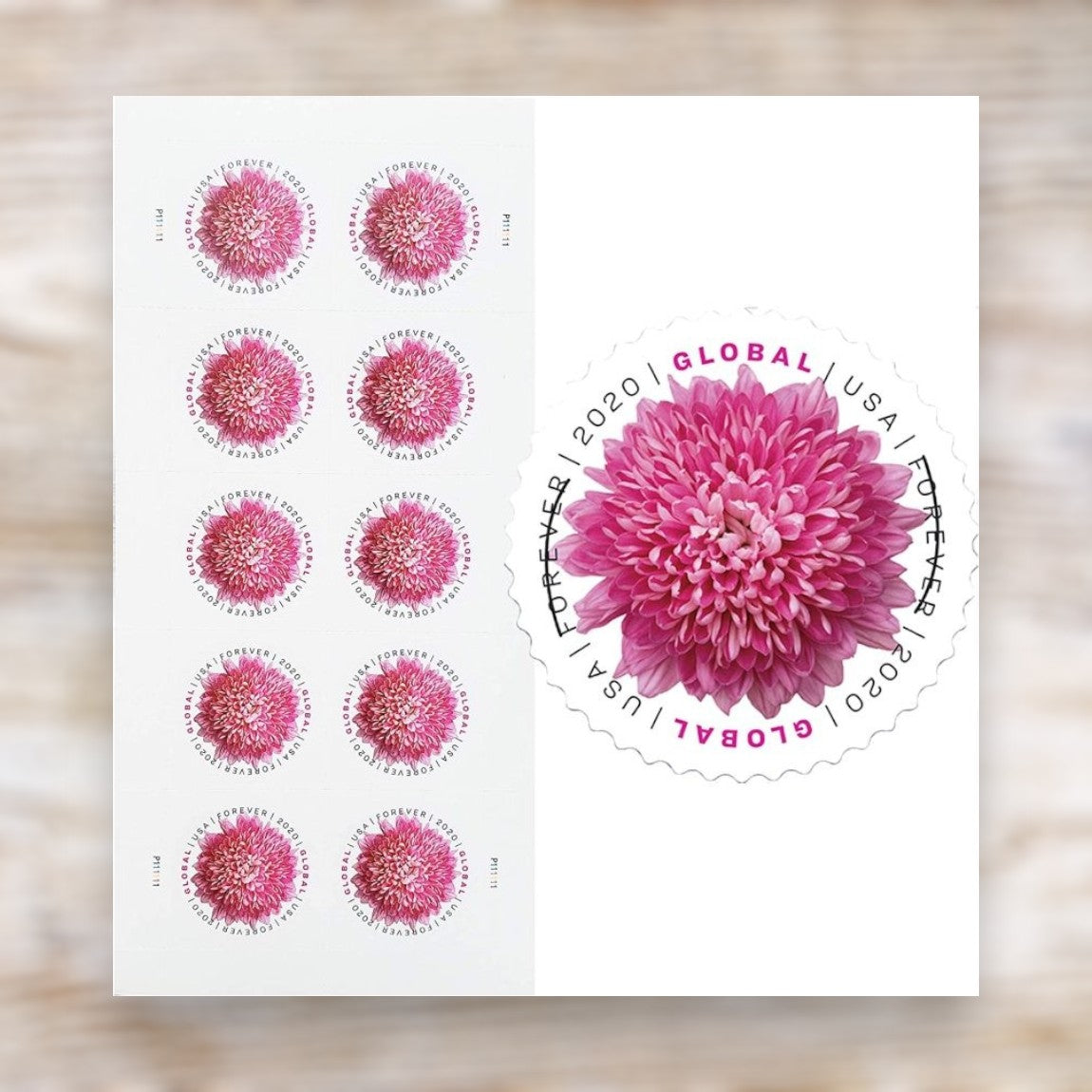 Chrysanthemum 2020 Global Forever Postage Stamps Self-Adhesive Sheet for International Mail