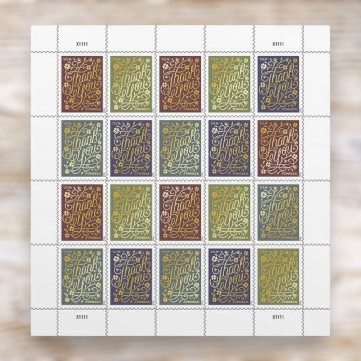 Thank You 2020 Forever Postage Stamps Self-Adhesive Sheet for Everyday Mail