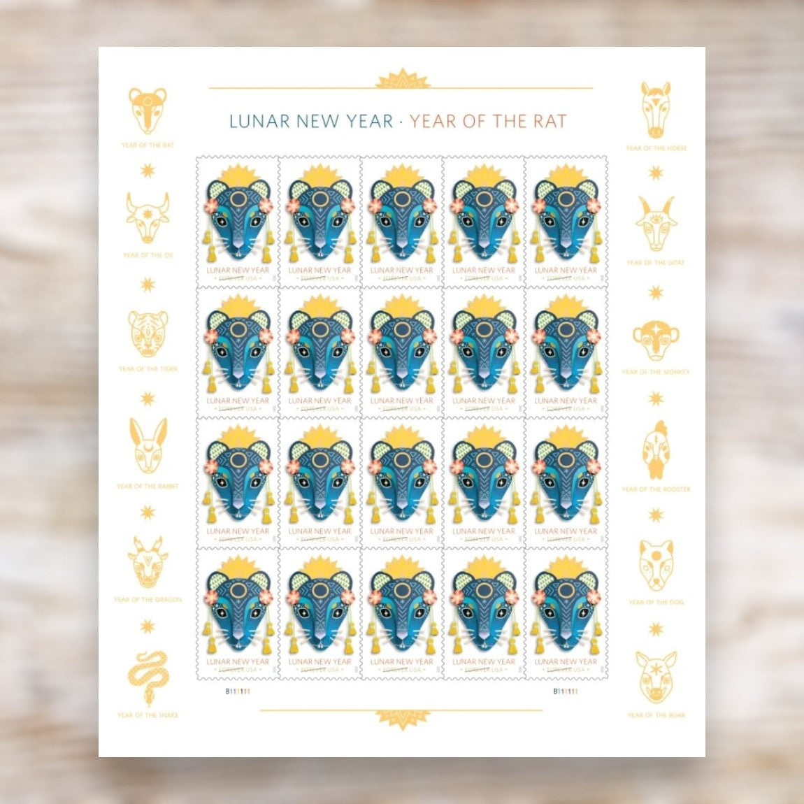 Lunar New Year Year of the Rat 2020 Forever Postage Stamps Self-Adhesive Booklet for Holiday Mail
