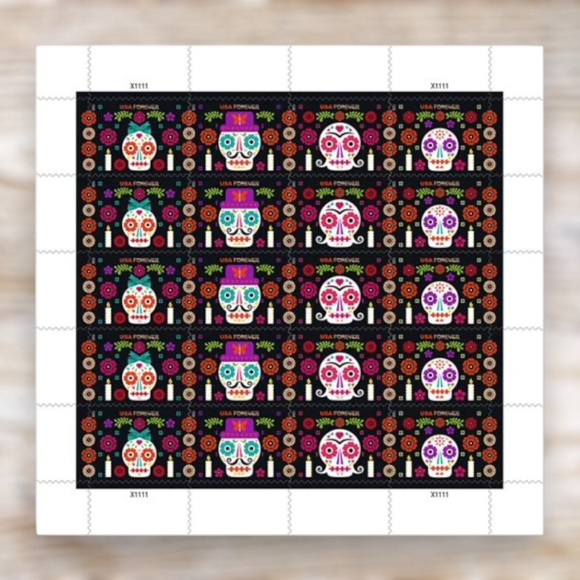 Day of the Dead 2021 Forever Postage Stamps Self-Adhesive Sheet for Holiday and Celebration Mail