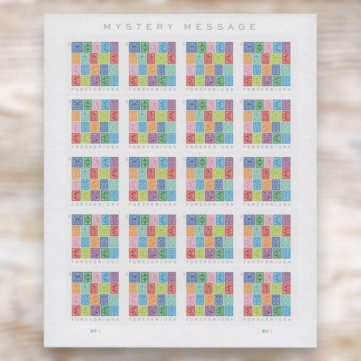 Mystery Message 2021 Forever Postage Stamps Self-Adhesive Sheet for Cards and Notes