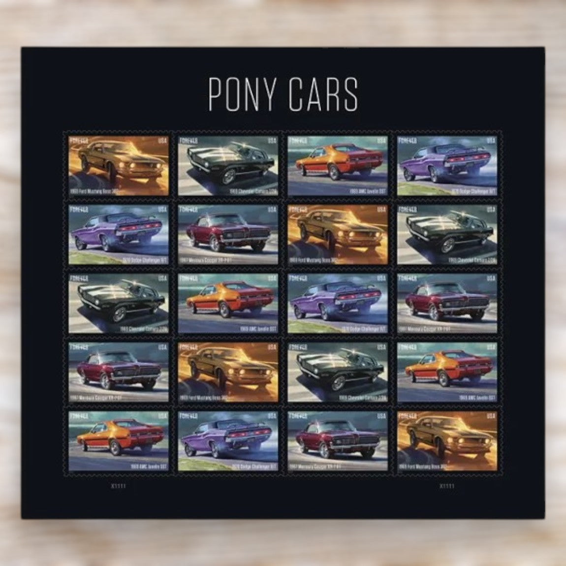 Pony Cars 2022 Forever Postage Stamps Self-Adhesive Sheet for Commemorative Mail