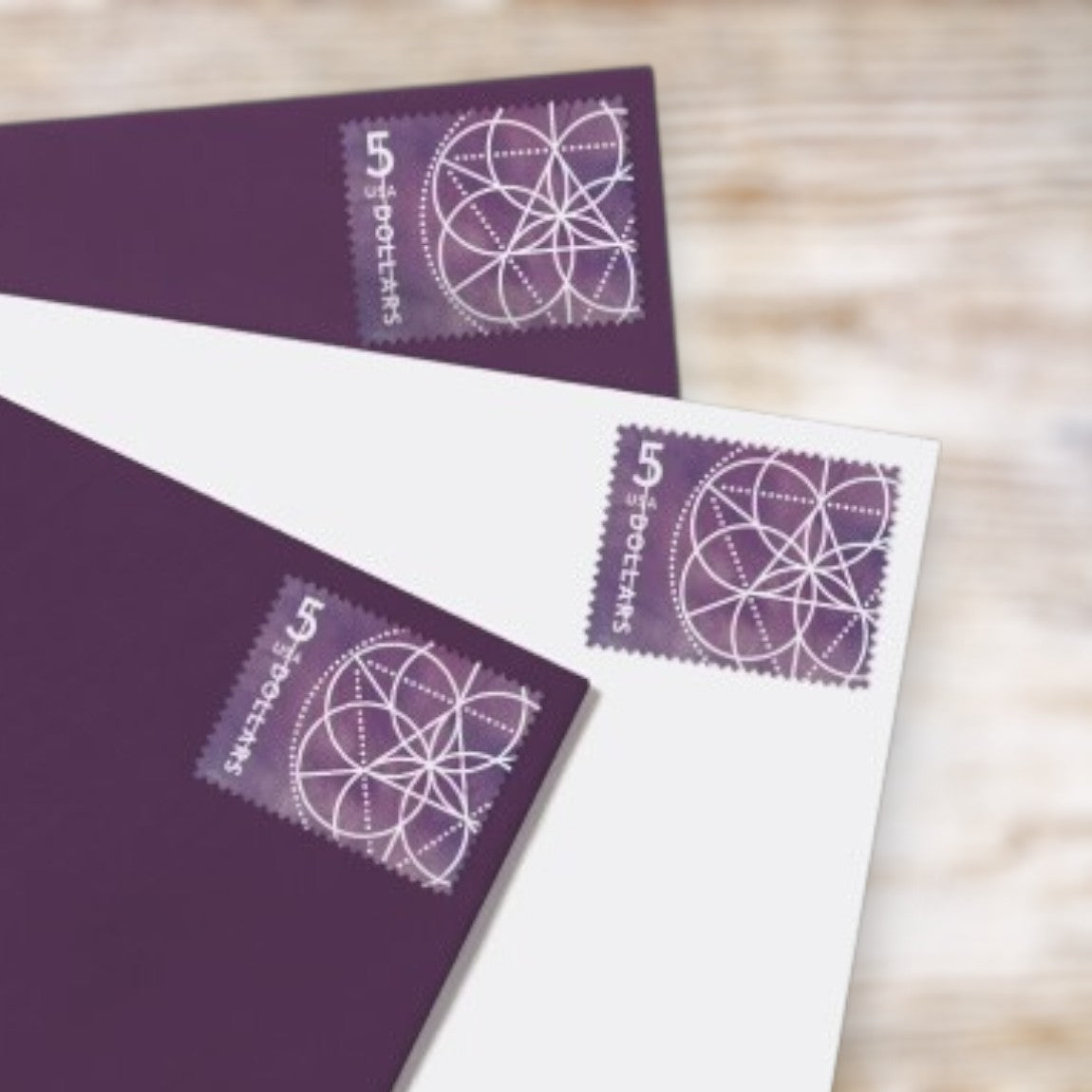 Floral Geometry 2022 $5 Stamps Self-Adhesive Sheet for Packages and Large Envelopes – 5 Sheets × 12 Stamps
