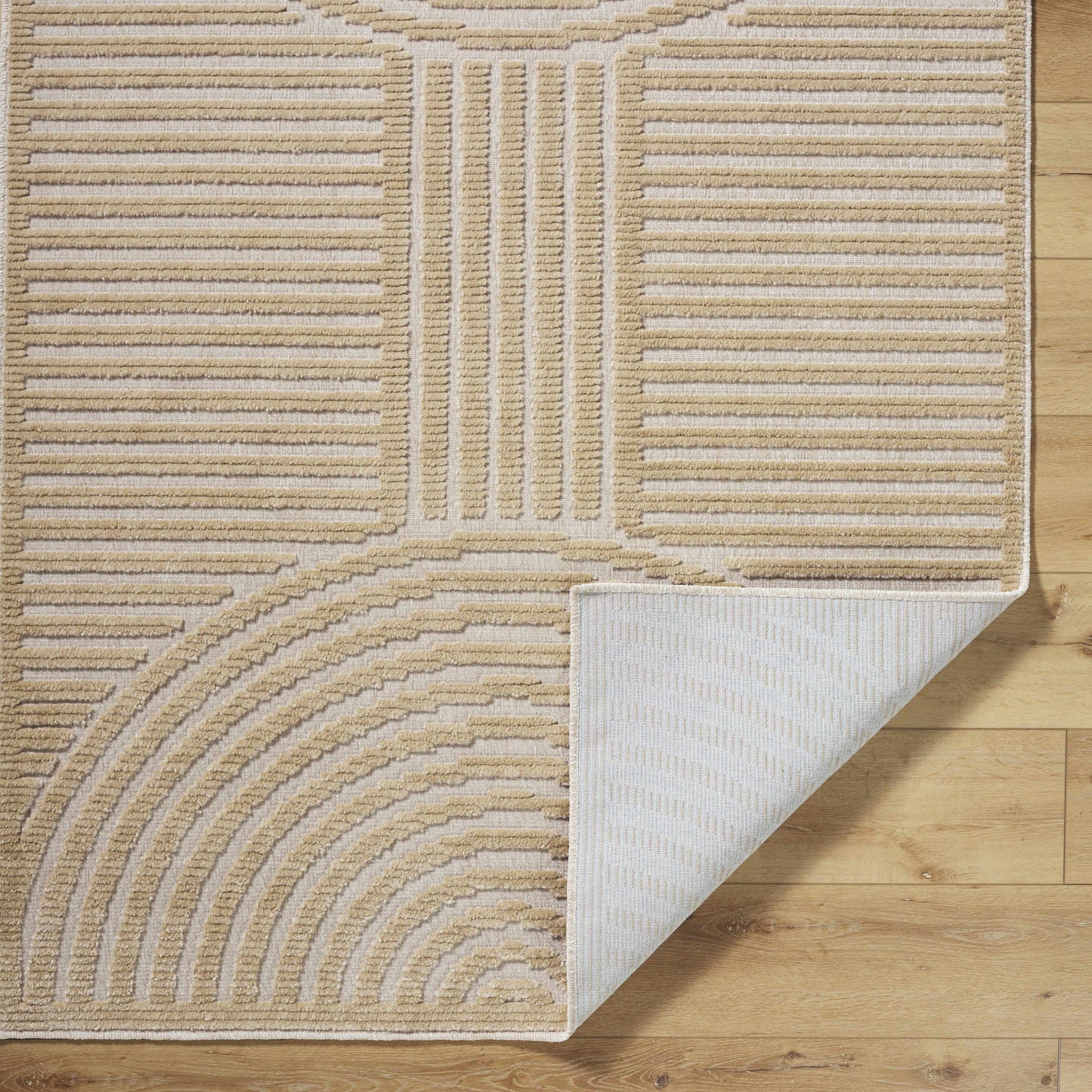 Deron Beige Washable Area Rug Contemporary Medium Pile - Decor Akil