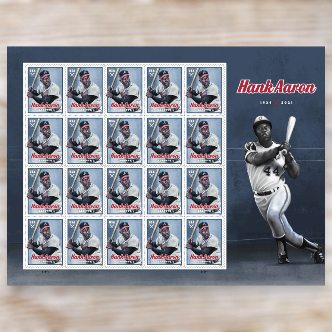 Hank Aaron Stamps 2024 Forever Postage Stamps Adhesive Sheet for Everyday Email