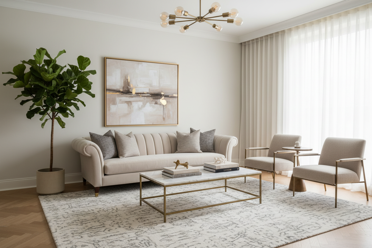 A Modern Sitting Room With White Wall
