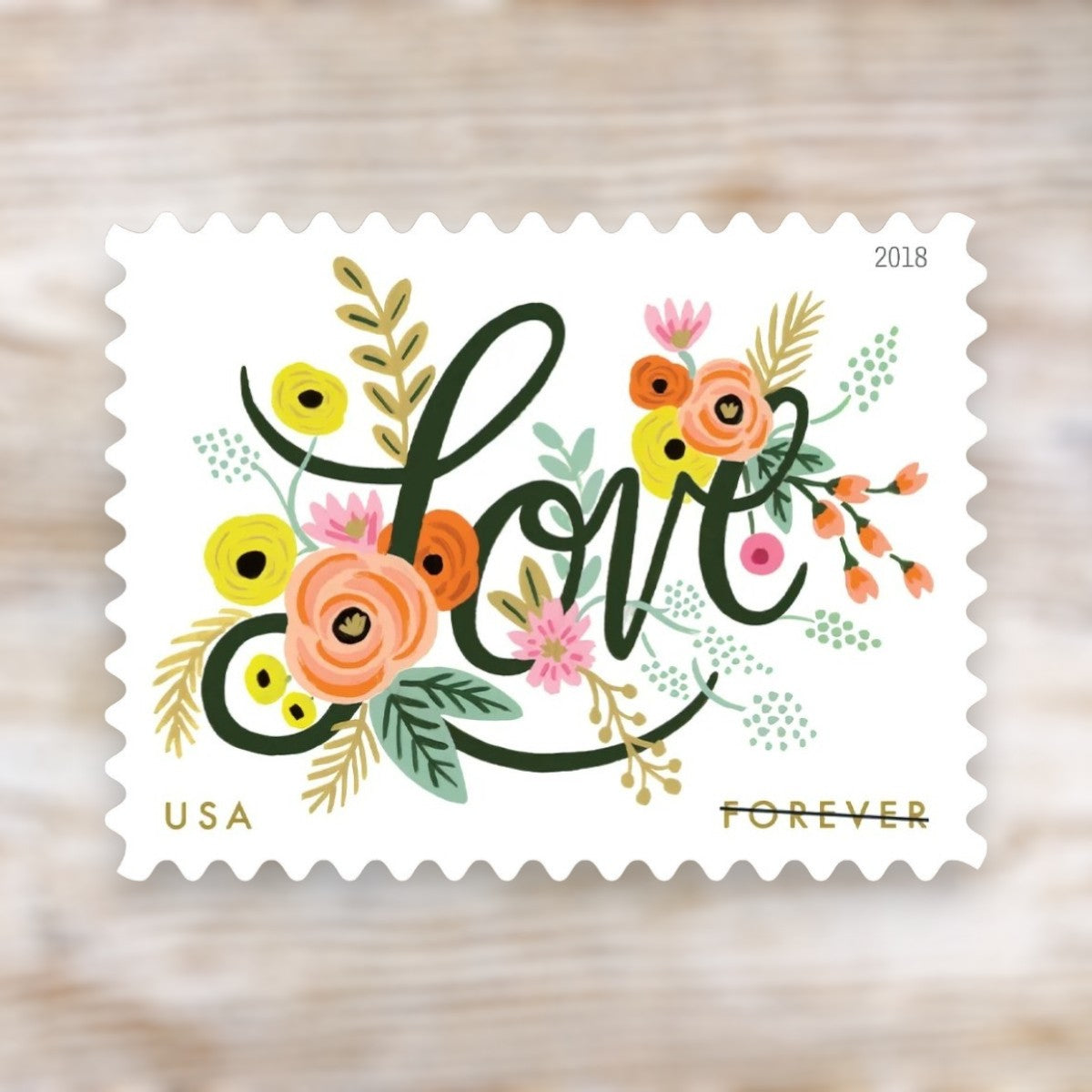 Love Flourishes 2018 Forever Postage Stamps Adhesive Sheet for Wedding Invitations
