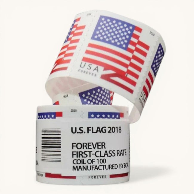 2018 U.S. Flag Forever Postage - 100 Count Self Adhesive Coil Roll