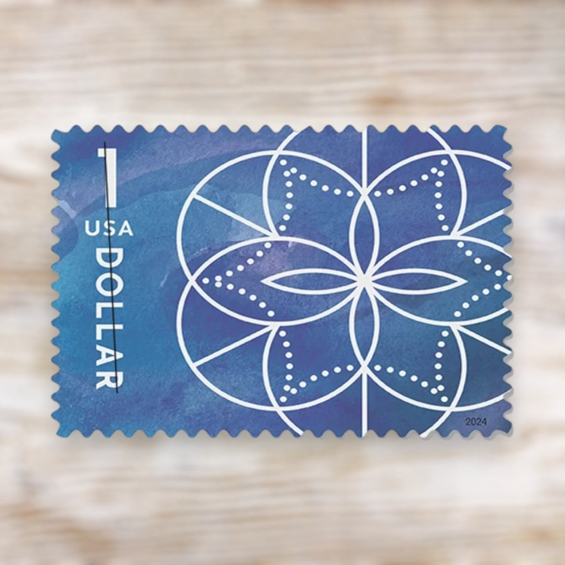 $1 Floral Geometry 2024 Postage Stamps Self-Adhesive Sheet for Packages and Large Envelopes