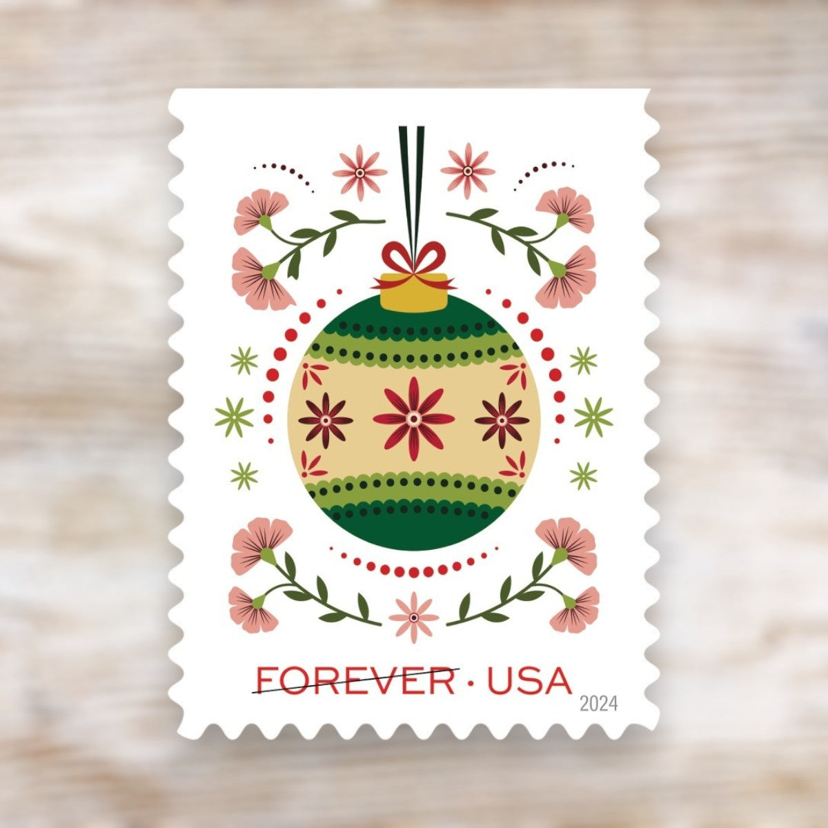 Holiday Joy 2024 Forever Postage Stamps Adhesive Sheet for Holiday Celebration