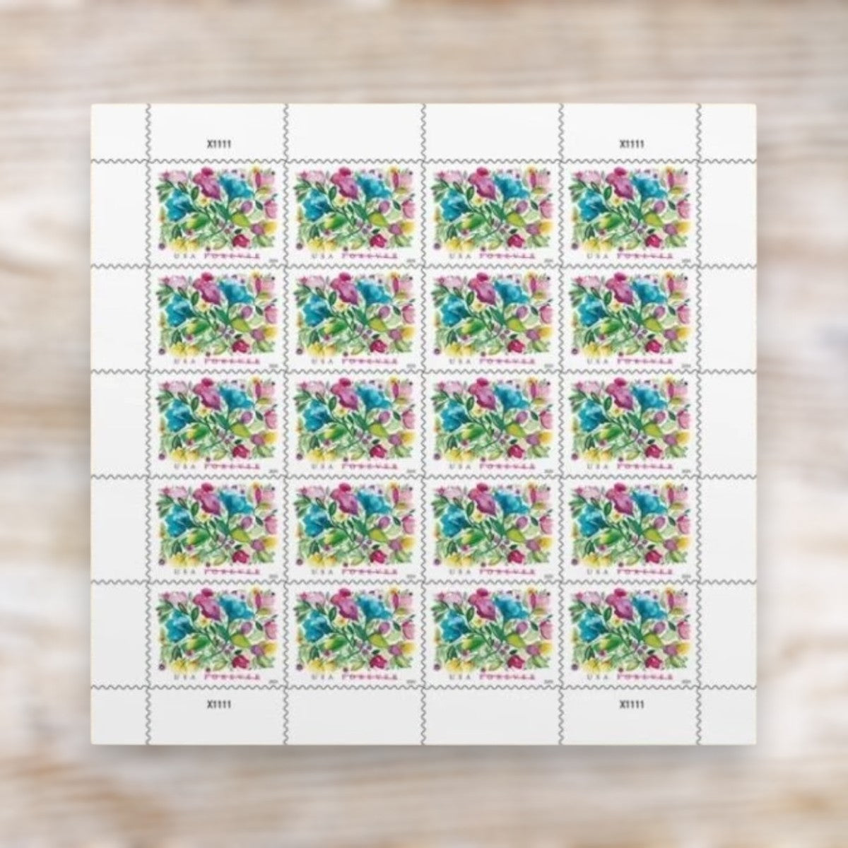 Celebration Blooms 2024 Forever Postage Stamps Adhesive Sheet for Wedding Invitations