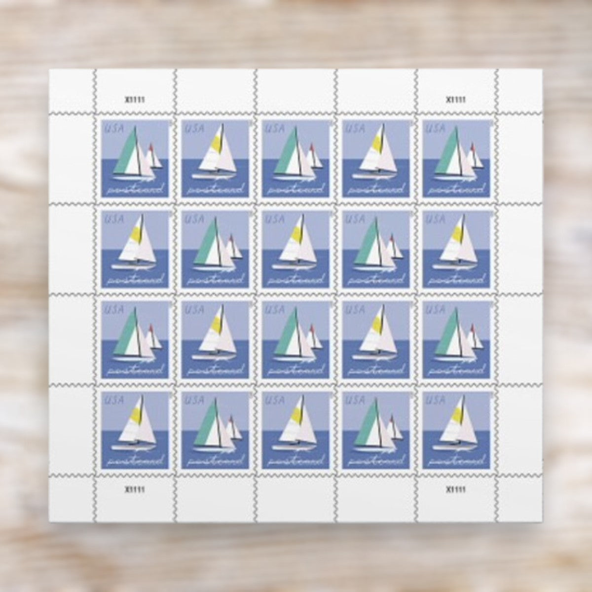 Sailboat 2023 Postcard Stamps Adhesive Sheet for Everyday Mailing