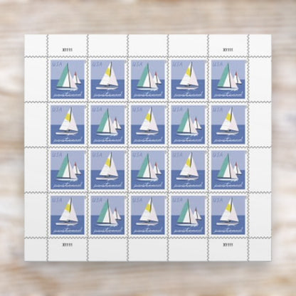 Sailboat 2023 Postcard Stamps Adhesive Sheet for Everyday Mailing