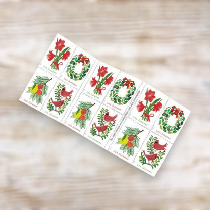 Holiday Cheer 2025 Forever Postage Stamps Adhesive Booklet for Holiday Cards