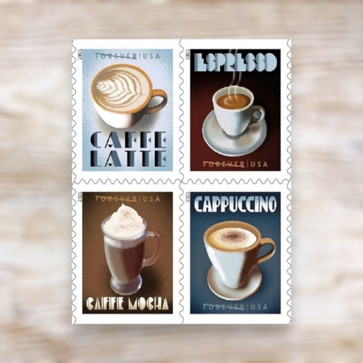 Espresso Drinks 2021 Forever Postage Stamps Adhesive Booklet for Commemorative Mailing