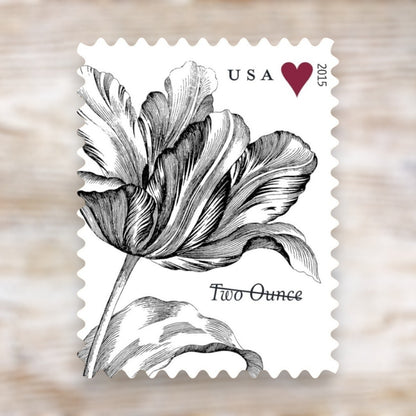 Vintage Tulip 2015 Two-Ounce Postage Stamps Adhesive Sheet for Wedding Invitations