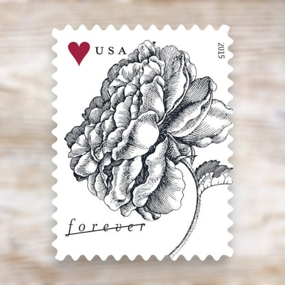 Vintage Rose 2015 Forever Postage Stamps Adhesive Sheet for Wedding Invitations