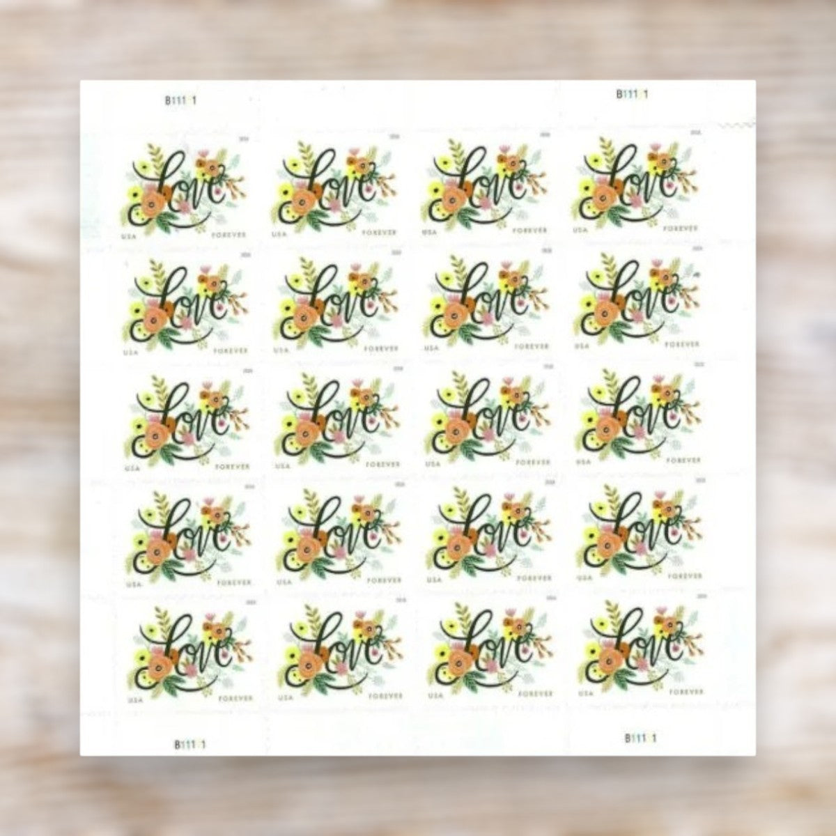 Love Flourishes 2018 Forever Postage Stamps Adhesive Sheet for Wedding Invitations