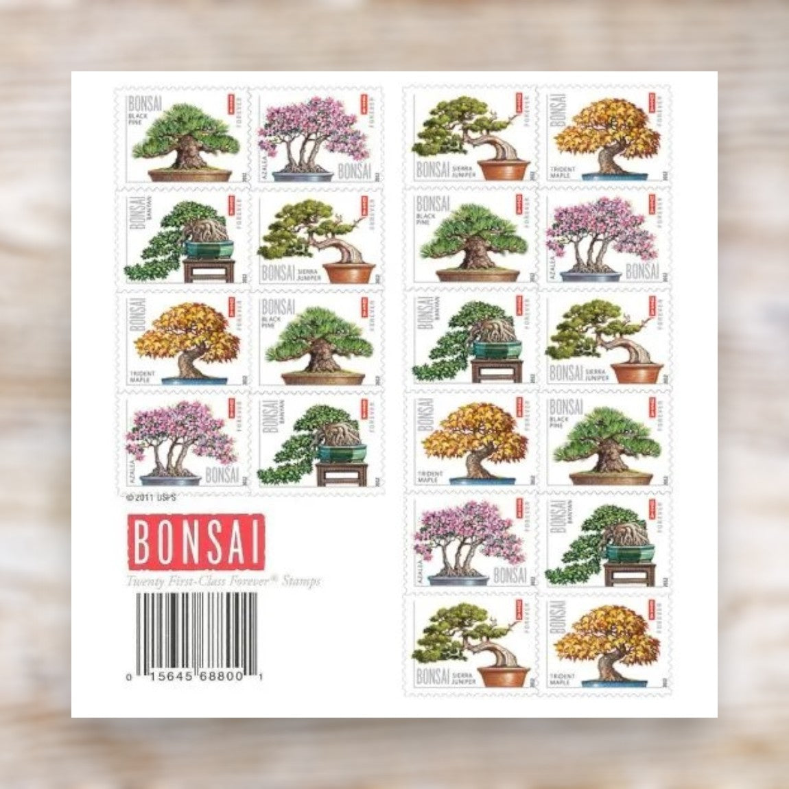 Bonsai Trees 2012 Forever Postage Stamps Self-Adhesive Booklet for Everyday Mail