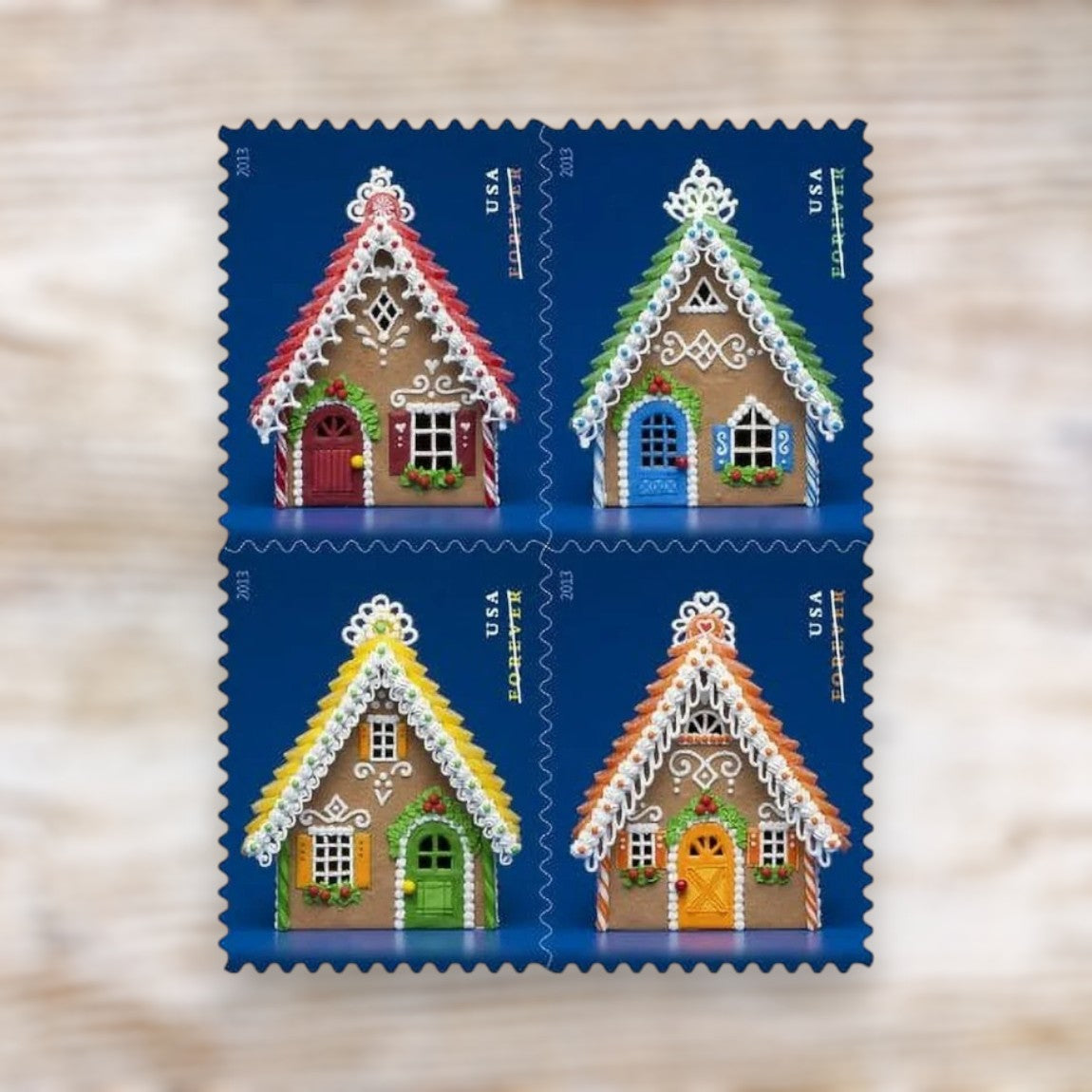 Gingerbread Houses 2013 Forever Postage Stamps Self-Adhesive Booklet for Holiday Mail