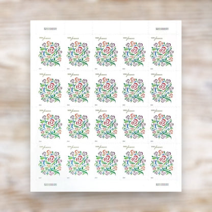 Where Dreams Blossom 2014 Forever Postage Stamps Adhesive Sheet for Wedding Invitations