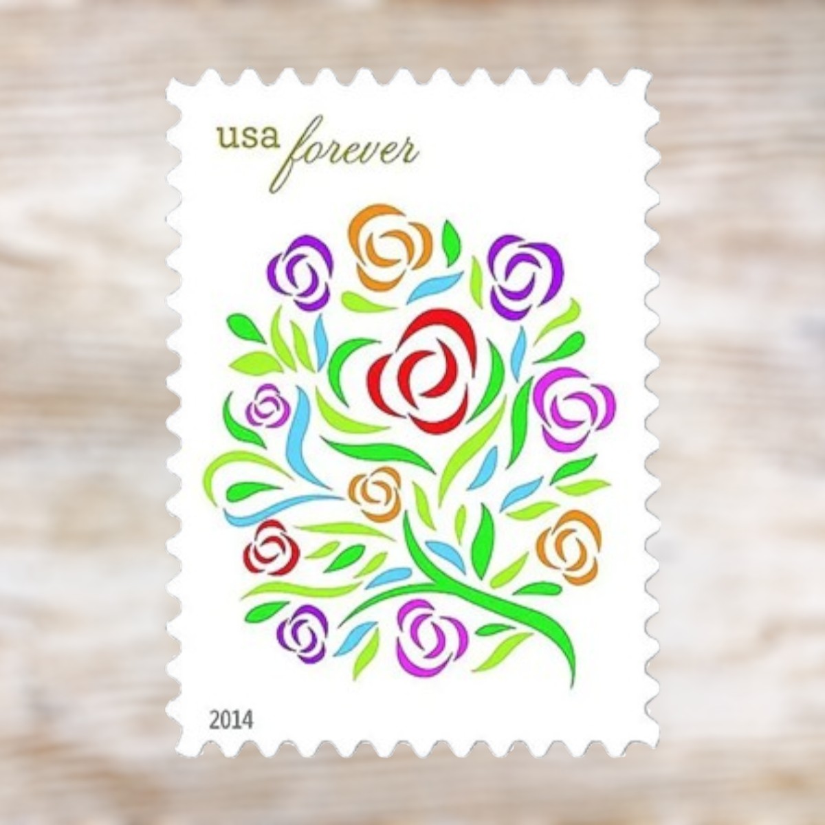 Where Dreams Blossom 2014 Forever Postage Stamps Adhesive Sheet for Wedding Invitations