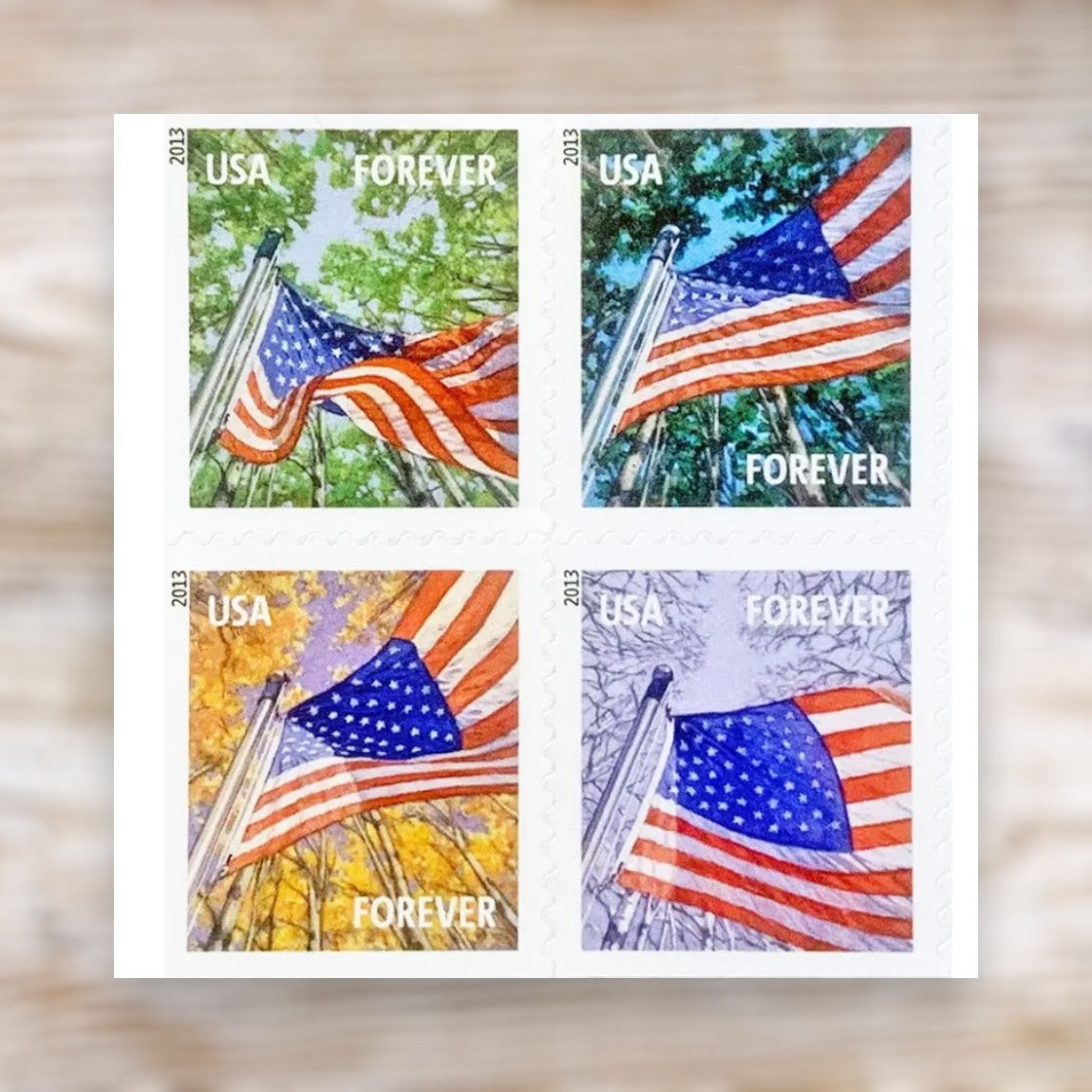 Four Seasons U.S. Flag 2013 Forever Postage Stamps Self-Adhesive Coil for Everyday Mail
