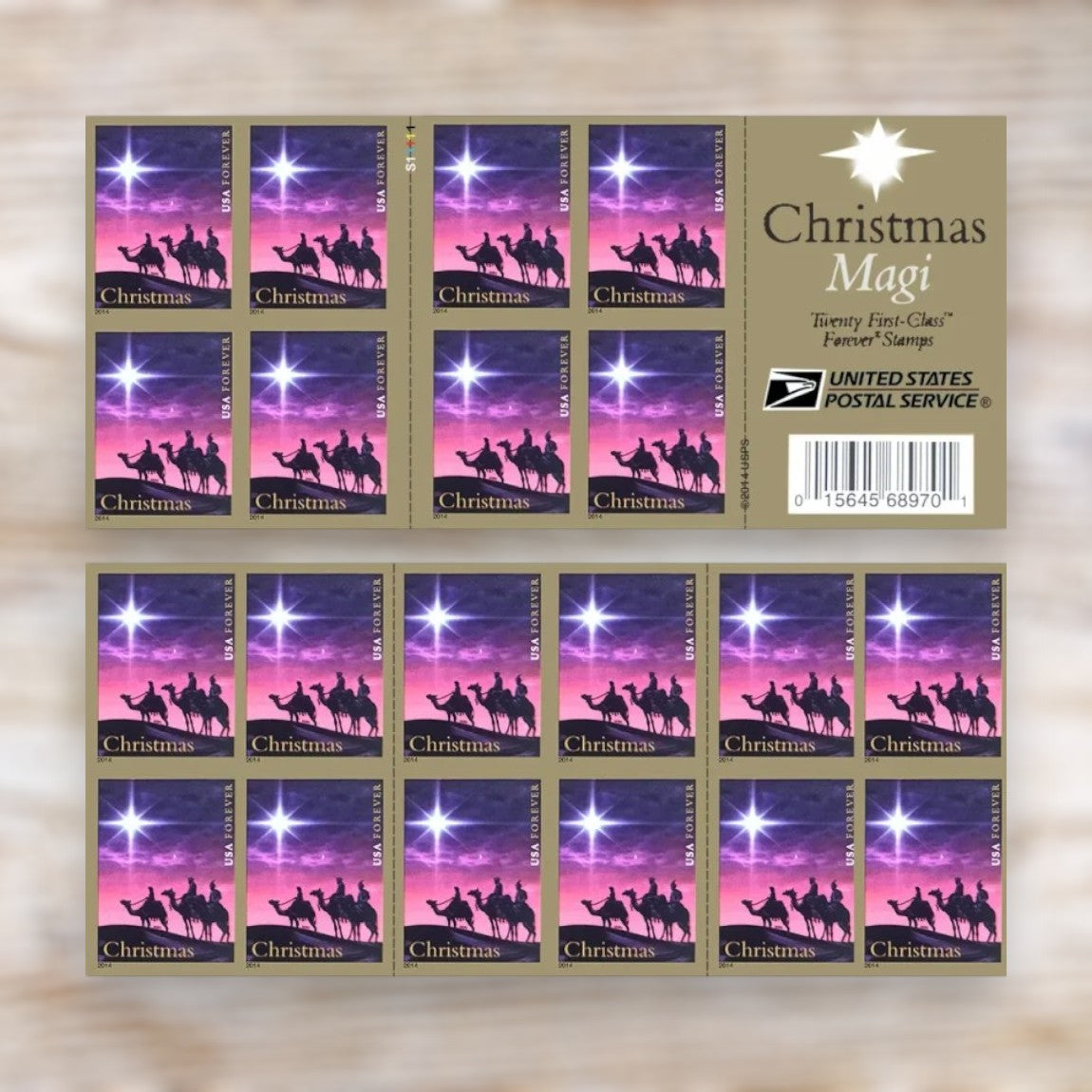 Christmas Magi 2014 Forever Postage Stamps Self-Adhesive Booklet for Holiday Mail