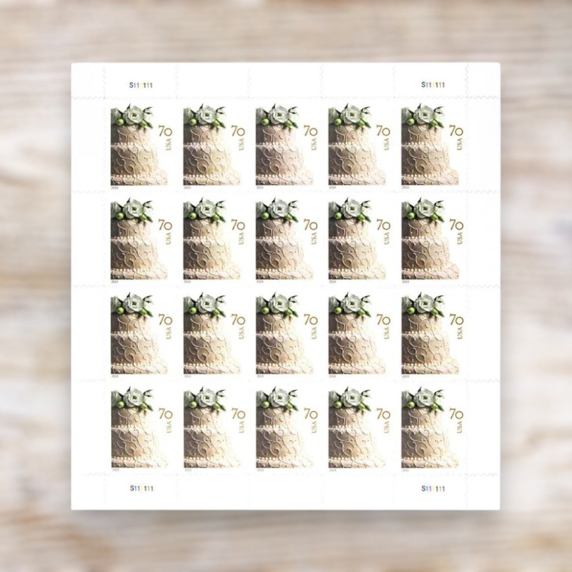 Wedding Cake 2014 70¢ Postage Stamps Self-Adhesive Sheet for Wedding Invitations