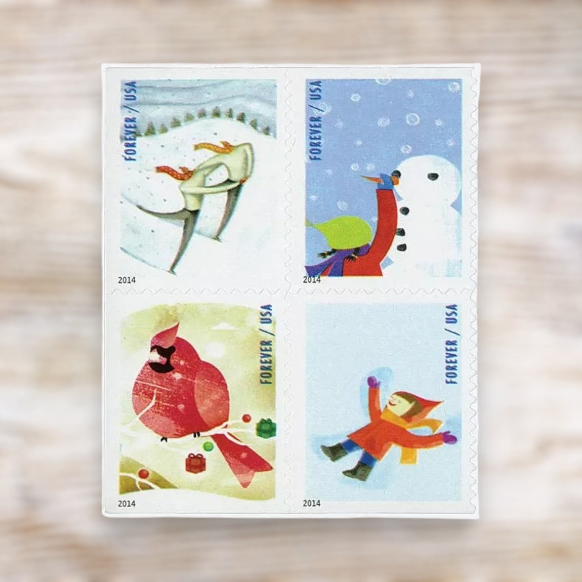 Winter Fun 2014 Forever Postage Stamps Self-Adhesive Booklet for Holiday Mail