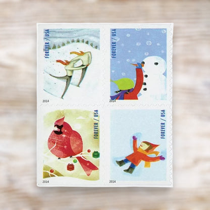 Winter Fun 2014 Forever Postage Stamps Self-Adhesive Booklet for Holiday Mail