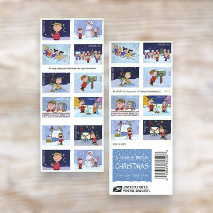 A Charlie Brown Christmas 2015 Forever Postage Stamps Self-Adhesive Booklet for Holiday Mail