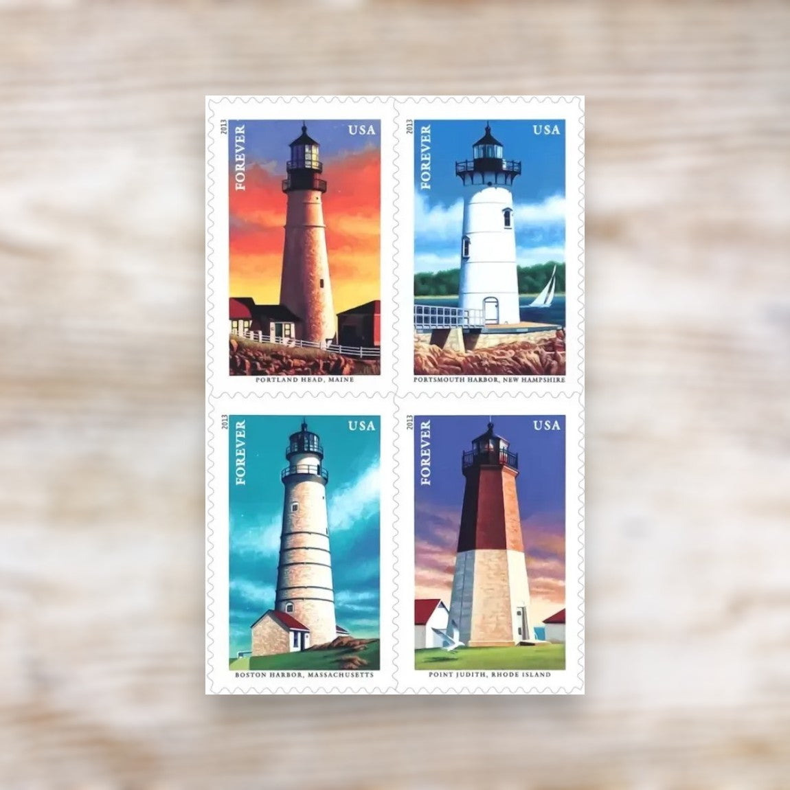 New England Coastal Lighthouses 2013 Forever Postage Stamps Self-Adhesive Sheet for Commemorative Mail