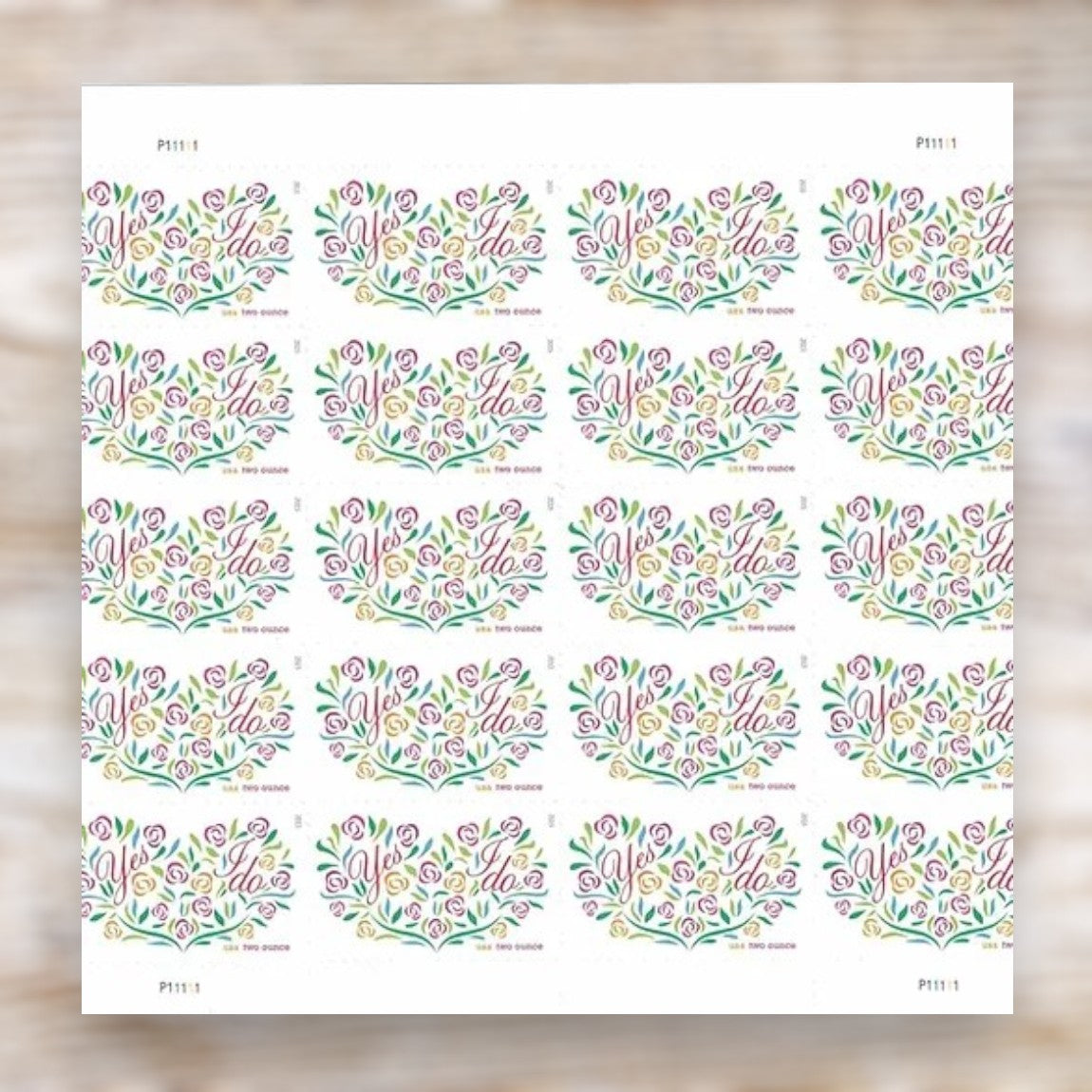 Yes, I Do 2015 Two Ounce Postage Stamps Self-Adhesive Sheet for Wedding Invitations
