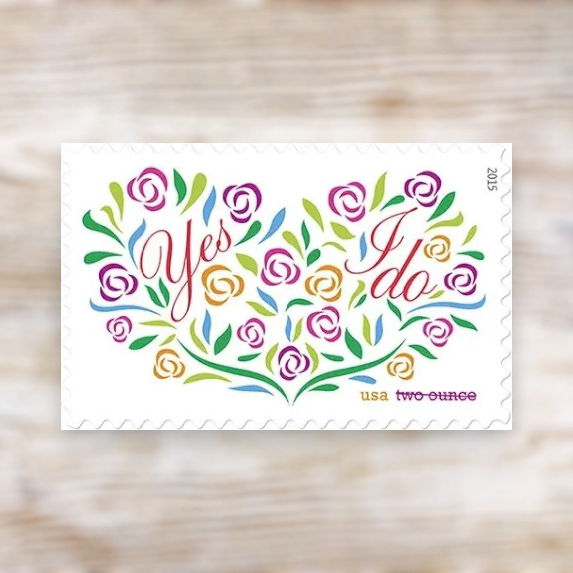 Yes, I Do 2015 Two Ounce Postage Stamps Self-Adhesive Sheet for Wedding Invitations