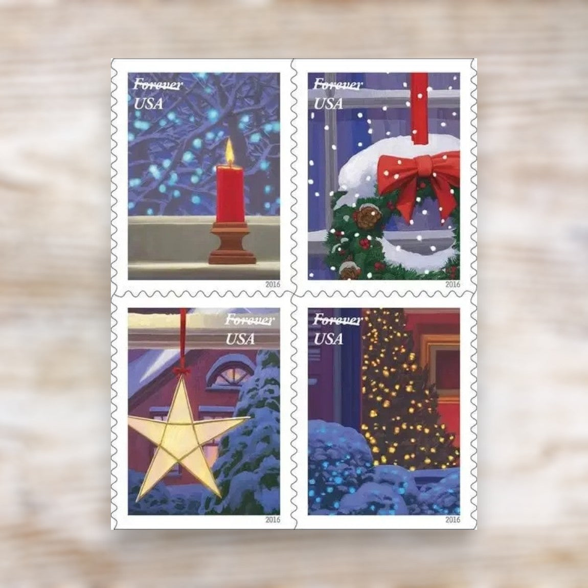 Holiday Windows 2016 Forever Postage Stamps Self-Adhesive Booklet for Holiday Mail