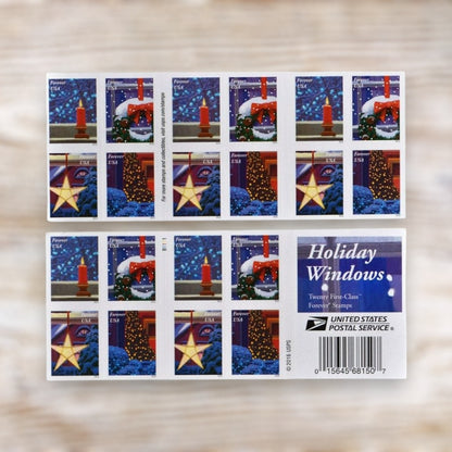 Holiday Windows 2016 Forever Postage Stamps Self-Adhesive Booklet for Holiday Mail
