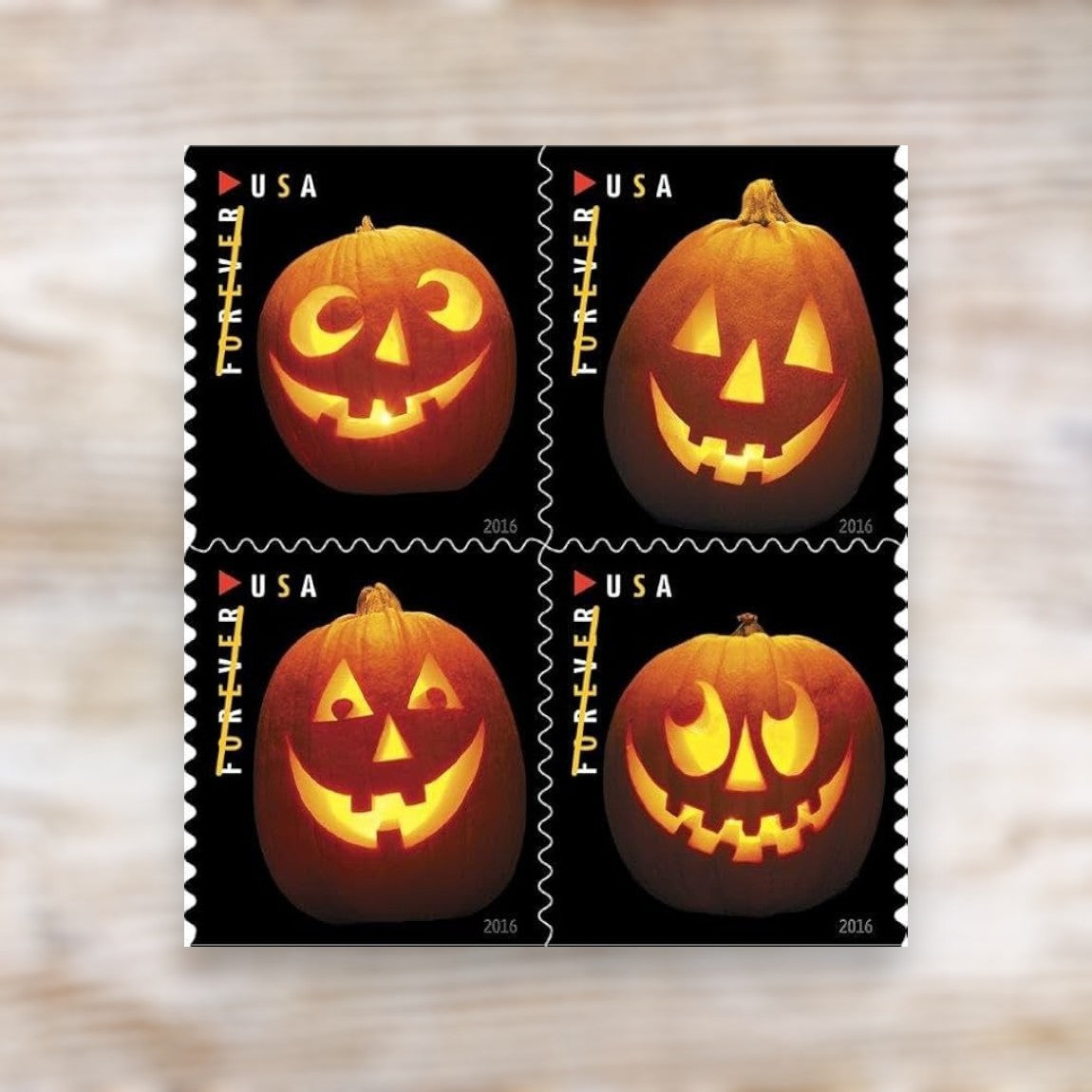 Jack-o'-Lanterns 2016 Forever Postage Stamps Self-Adhesive Booklet for Halloween Mail