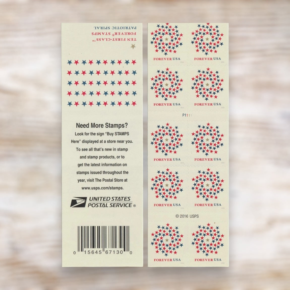 Patriotic Spiral 2016 Forever Postage Stamps Self-Adhesive Sheet for Everyday Mail