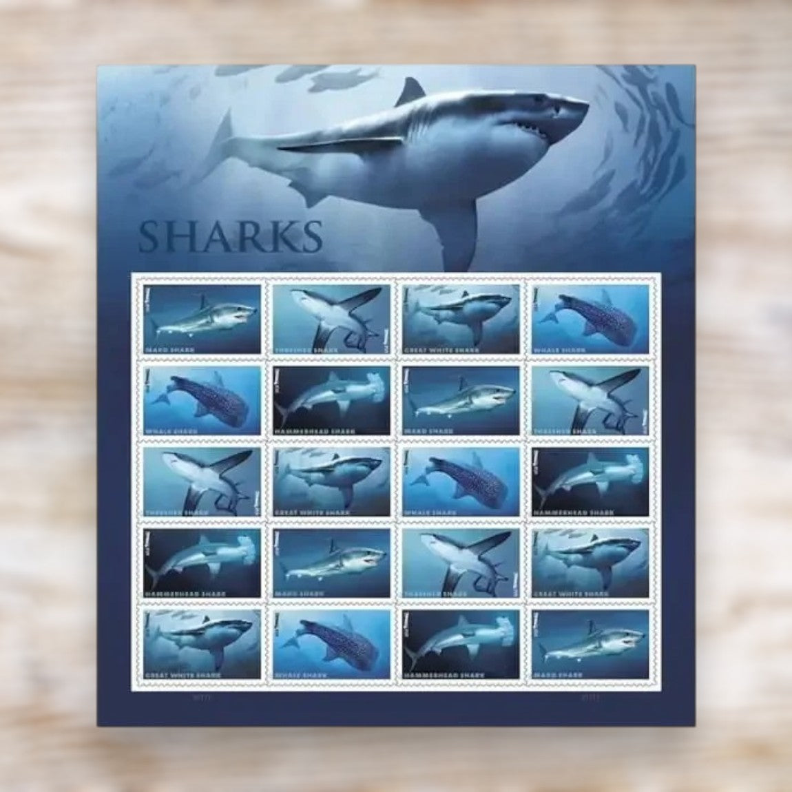 Sharks 2017 Forever Postage Stamps Self-Adhesive Sheet for Everyday Mail