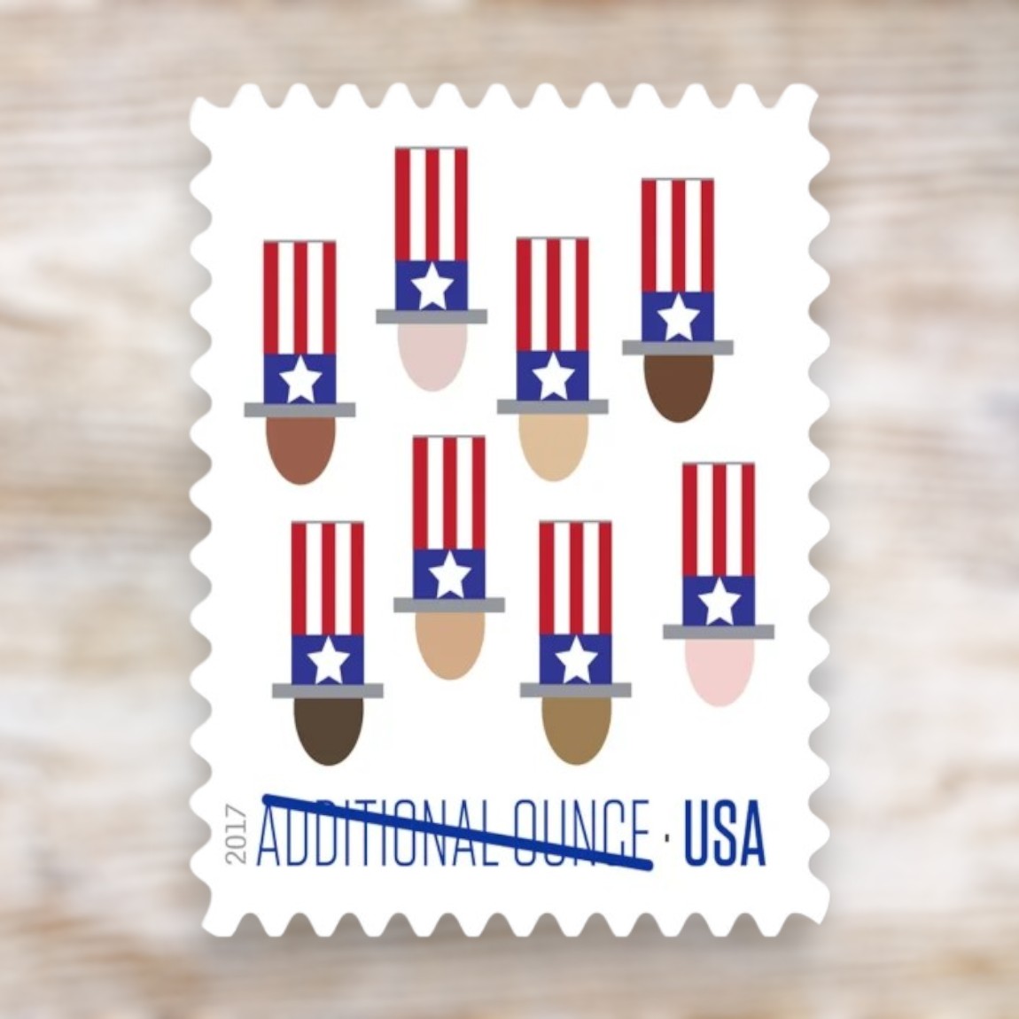 Uncle Sam's Hat 2017 Additional Ounce Postage Stamps Self-Adhesive Sheet for Extra Postage