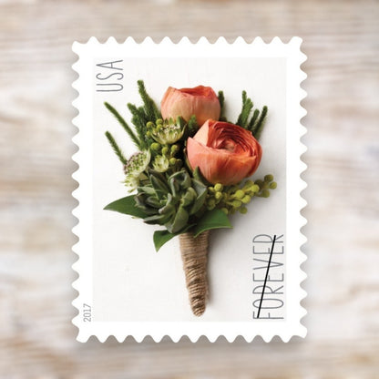 Celebration Boutonniere 2017 Forever Postage Stamps Self-Adhesive Sheet for Wedding Invitations