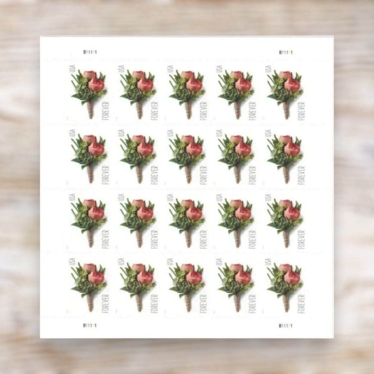 Celebration Boutonniere 2017 Forever Postage Stamps Self-Adhesive Sheet for Wedding Invitations